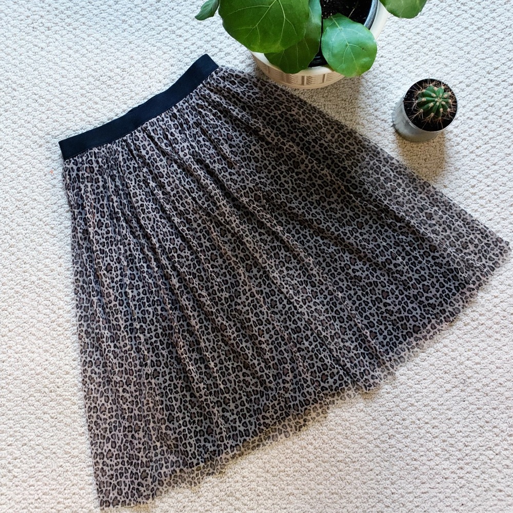 Target brand leopard pleated midi skirt